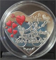 I love you die cut heart challenge coin