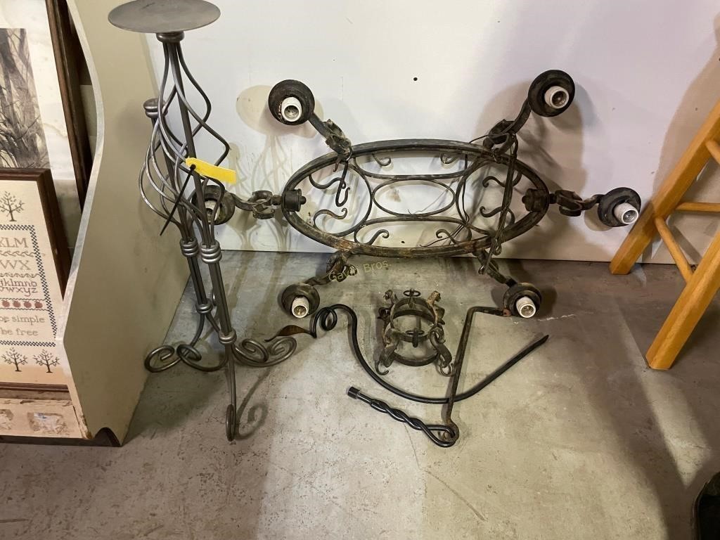 Cast Iron and Metal Light Fixtures, Stands