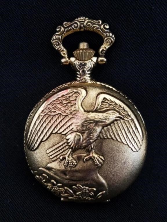 Ornate Golden Eagle Pocket Watch, 2.75" x 1.75"