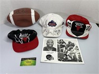Autographed Football, Picture & Ball Caps