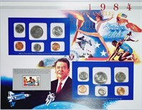 1984 & 1985  US Mint sets in display