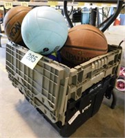 3 flip top storage totes - Basketballs - Football