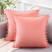 Top Finel Coral Pink Pillow Covers 18x18" Set of 2