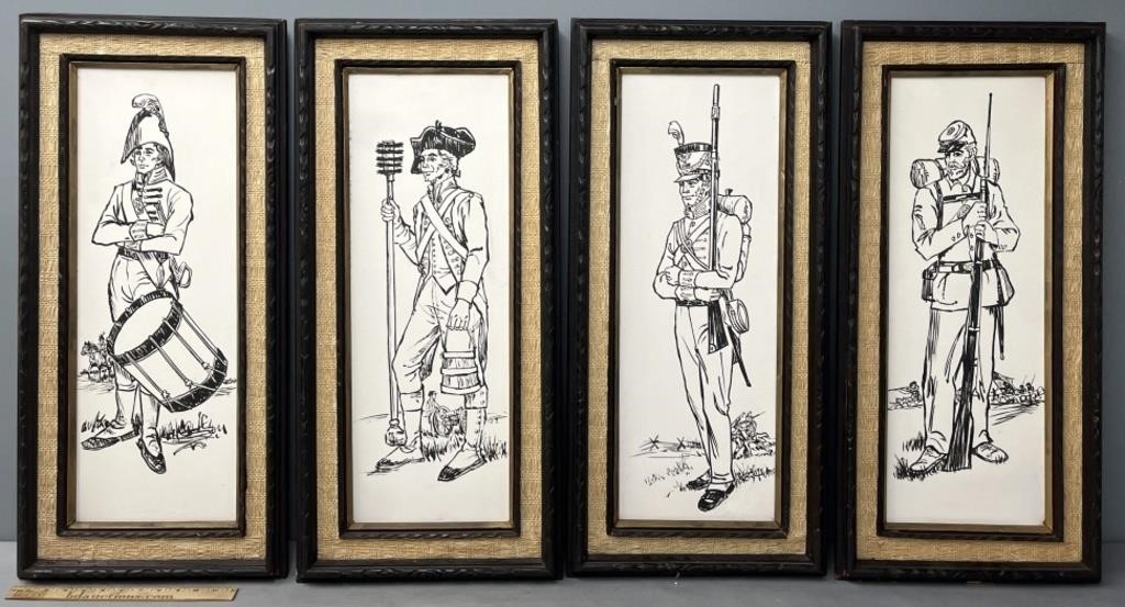 Set of 4 Soldier Oil Paintings on Canvas