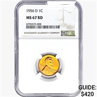 1956-D Wheat Cent NGC MS67 RD