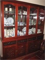 80" x 71" x 19" Rosewood Heavily Carved China *