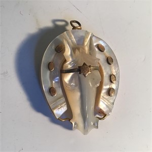 MOTHER OF PEARL EQUESTRIAN PENDANT