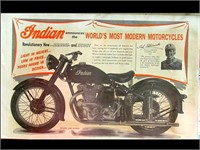 ORIGINAL 1940'S INDIAN MOTOR CYCLE TAGBOARD SIGN