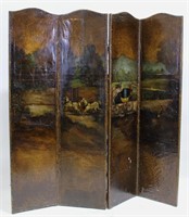 VINTAGE FOUR PANEL LEATHER SCREEN