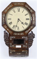 19th CENTURY WALL CLOCK WITH MOTHER OF PEARL INLAY