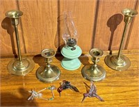 Brass candlestick holders hummingbirds small oil