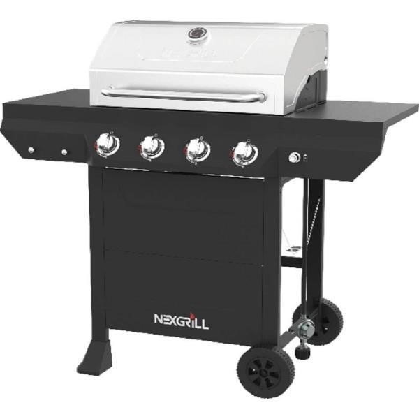 4-Burner Propane Gas Grill in Black with Stainless