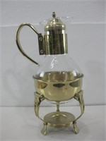 13" Vtg MCM Brass Glass Coffee Tea Carafe Pot