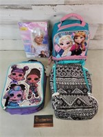Girls Lunch Bag Lot & Frozen Costume