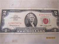 1953 Red Seal $2 Bill - "Legal Tender For All