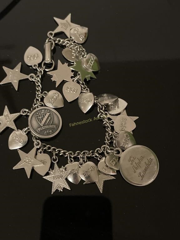 Sterling charm bracelet - beta sigma phi 1960’s &