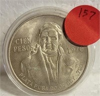 1978 MEXICO CIEN PESO SILVER COIN