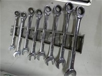 Set of gear wrench SAE wrenches