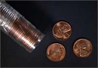 BU ROLL OF 1949 LINCOLN CENTS some have spots