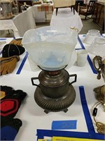 Victorian Oil Lamp With Opalescent Shade
