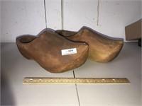 Antique Pair Large Wooden Shoes