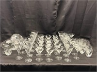 34 pieces of stemware, Clayton bowl Creamer and ni