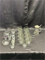 Nine stemware glasses with handle, glass picture w