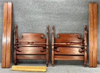 Pair Pineapple Carved Twin Beds