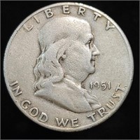 1951-S Franklin Half Dollar