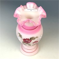 Fenton Rosalene Decorated & Signed Vase