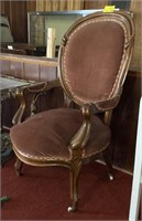 Velour Upholstered Arm Chair, 25x24x44in