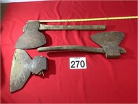 THREE HEWING/BROAD AXE BLADES