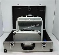 4 Silver Tone Hard Case Boxes