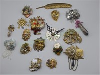18 Hand Crafted Recycled Upcycled Pins/Brooches