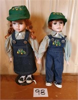 Pair John Deere dolls