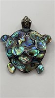 Sterling Mother of Pearl Turtle Pin/Pendant