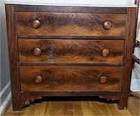 Marble Top Flamed Mahogany Vaneer Chest