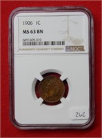 1906 Indian Head Cent NGC MS63 BN
