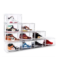 KDOR Shoe Boxes Clear Plastic Stackable 10 Pack