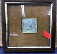 Tiny Framed Italian Sterling Silver Boat Picture