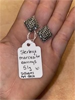 Sterling and marcasite art deco square earrings