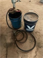 2 buckets grease, and pump