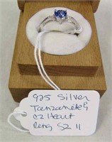 925 Silver Tanzanite CZ Heart Shape Ring sz 11