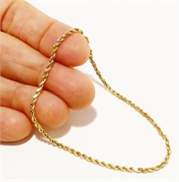 14K Y Gold 7" Rope Bracelet .9g