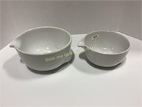2 Ceramic White Mixing Bowls w/ Spouts