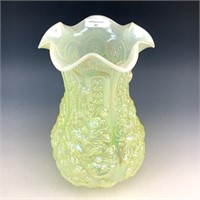 Fenton Custard Opal Poppy Ruffled Vase