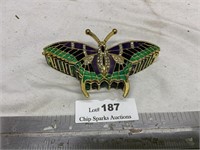 Vintage Enamel Butterfly Trinket Box