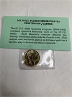 24k gold plated uncirculated statehood quarter