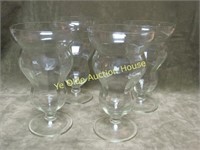 1930's Soda Fountain Glass Tumblers Clear Ripple n