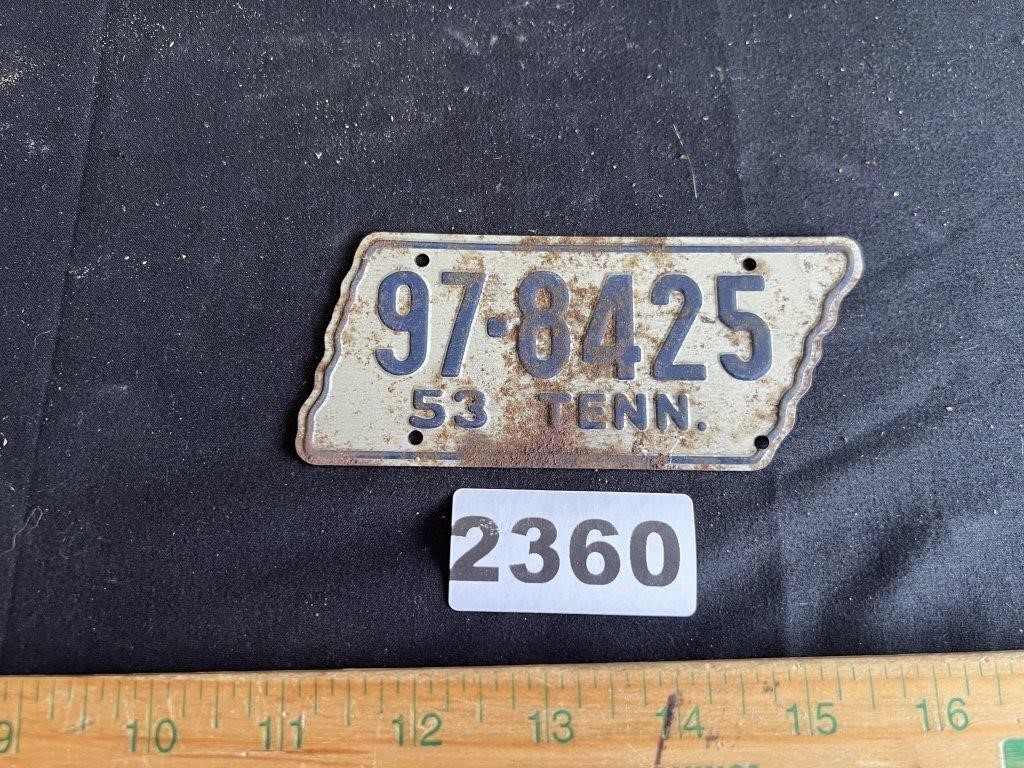 1953 Wheaties Tennessee Bike License Plate